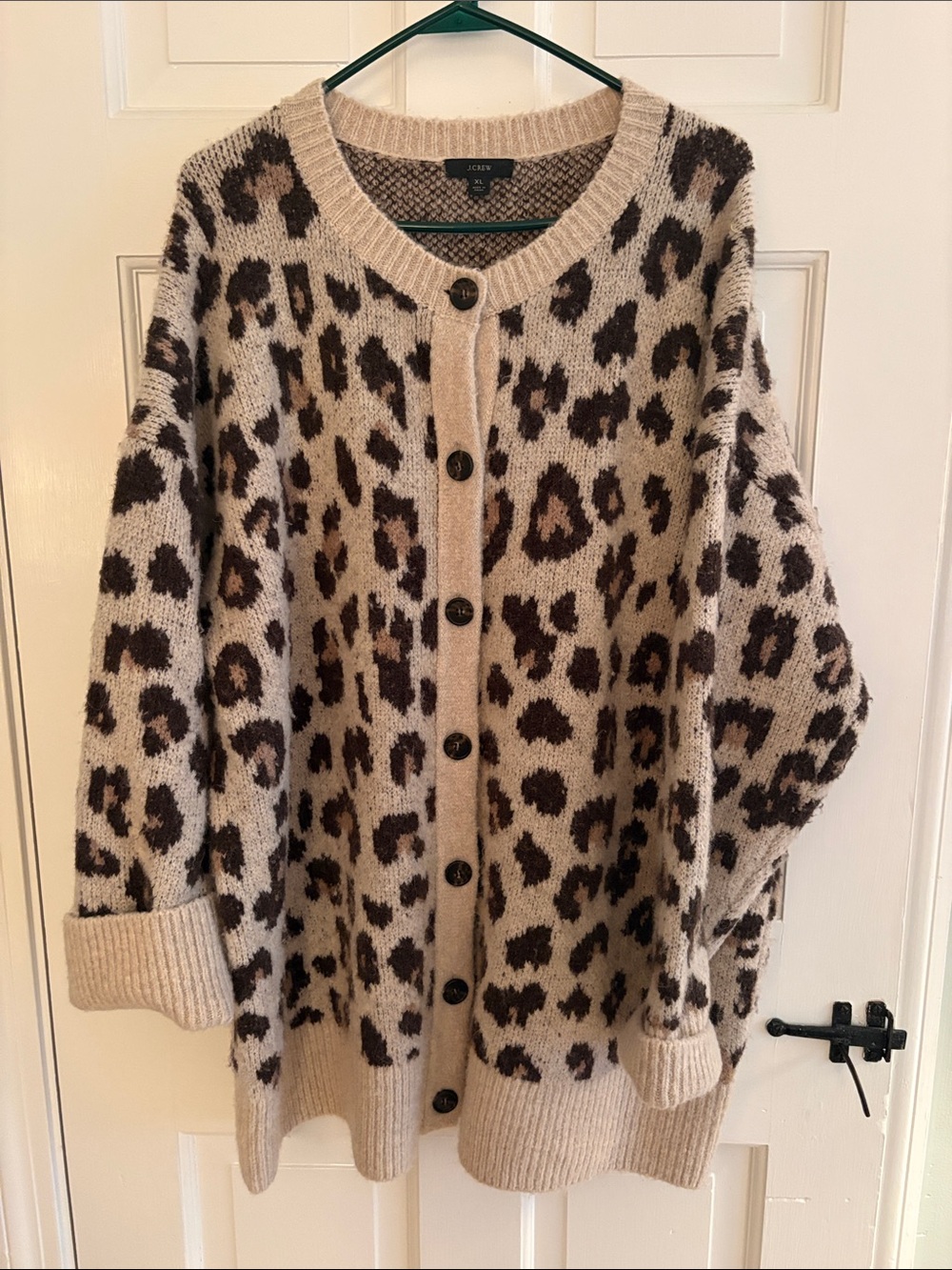 Leopard Print Button-Front Cardigan Sweater